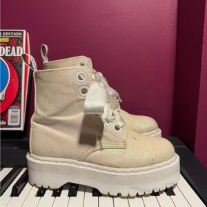 Dr. Martens sparkly glitter white platforms. “Molly Dr. Martens”